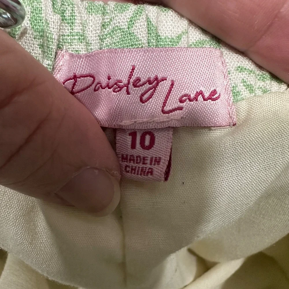 paisley lane green‎ toile lines jogger pants girl's 10